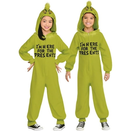 Party City Classic Grinch Onesie for Kids, Small/Medium