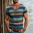 thumbnail image 3 of XIAONU Horizontal Stripe V Neck T Shirt for Men Short Sleeve Slim Fit Casual Daily Street Wear Tee Top, 3 of 3