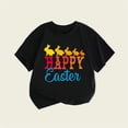thumbnail image 3 of GUZOM Kids Boys Easter Shirt Cute Bunny Rabbit Graphic Tee Black 100% Cotton Crew Neck Short Sleeve Casual Top Funny Spring Holiday Outfit for Easter Sunday Egg Hunt Gift,Size 2-3 T, 3 of 3