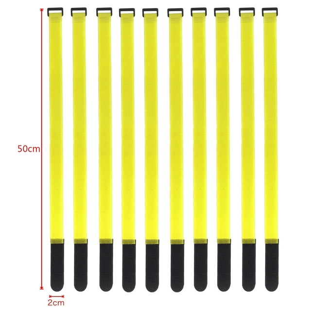 10Pcs Nylon Cable Ties Reverse Buckle Strap 2cm Width Reusable Magic Self Adhesive Tape Fastener Hook Loop Fixed Strap Durable 50x2cm-Yellow 10Pcs