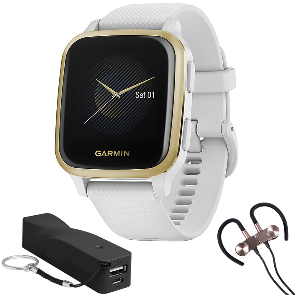 Moss with Slate Bezel Bundle with Deco Essentials 2600mAh Portable Power Bank Black Twist and Deco Gear Magnetic Wireless Sport Earbuds Garmin 010-02426-03 Venu SQ Music Edition 