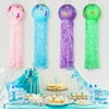 Pieces Jelly Fish Paper Lanterns Kit with Mermaid Confetti and LED Lights, Cute Hanging Mermaid Wishes Lantern for Baby Shower Child Birthday Party Decoration, Indoor or Outdoor Event Party Supplies