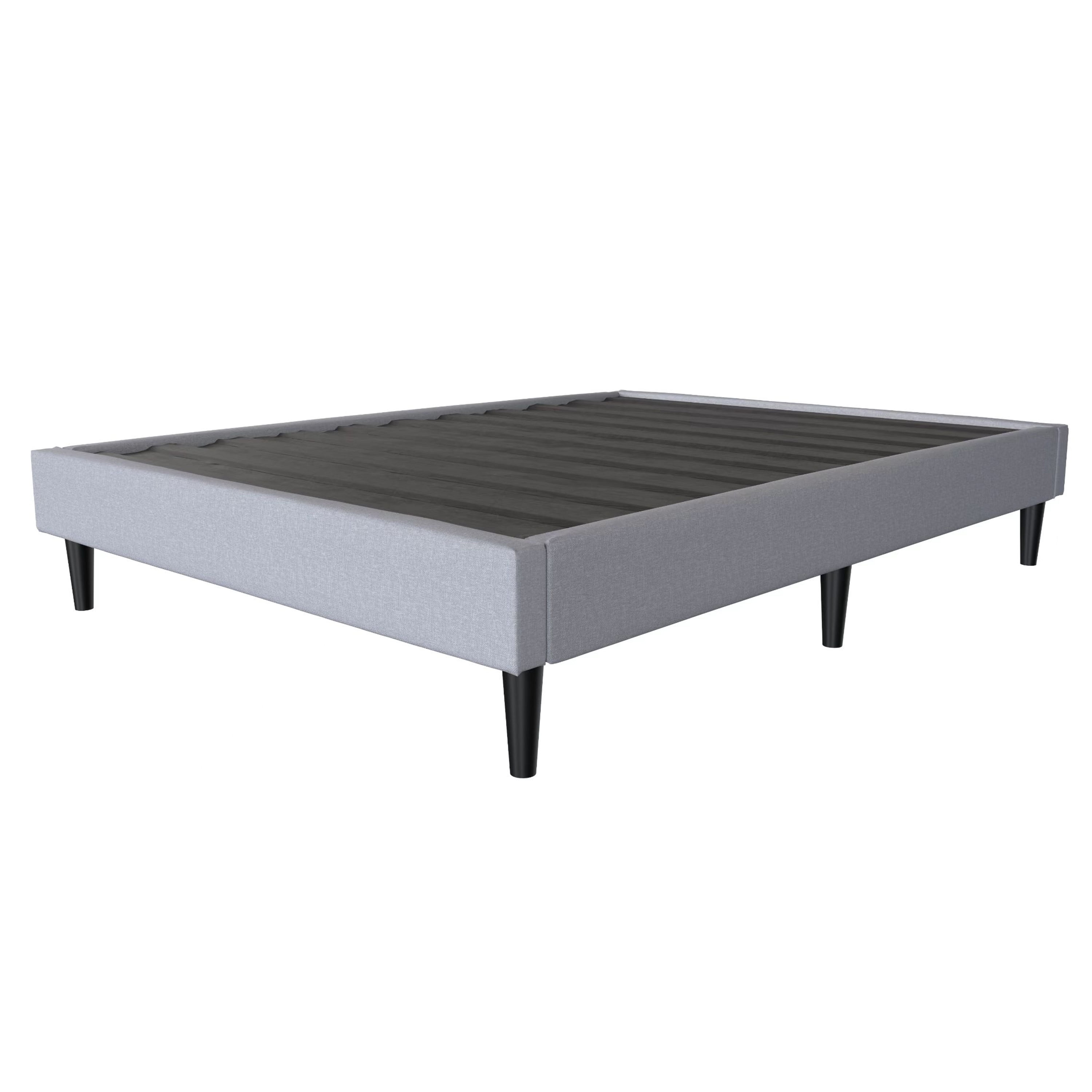 Twin Contemporary Grey Upholstered Platform Bed