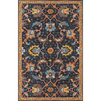 Momeni  Ibiza Hand-tufted Wool Traditional Area Rug Charcoal 3' x 5' 3' x 5' Accent, Indoor, Handmade Blue, Orange Rectangle