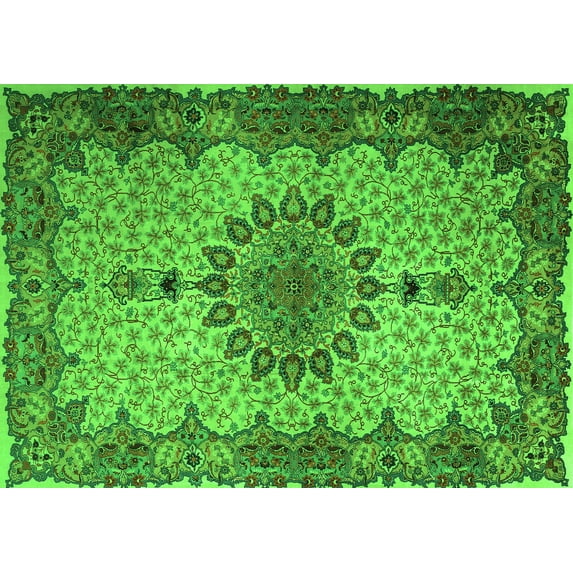 Ahgly Company Indoor Rectangle Persian Green Traditional Area Rugs, 5' x 8'