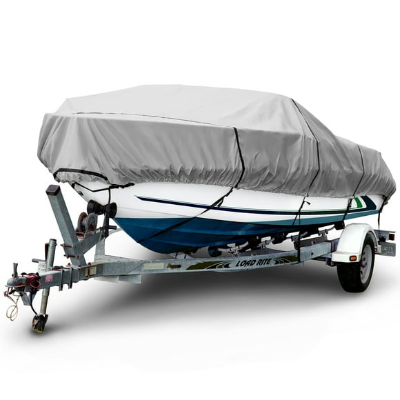Budge B-601-X8 600 Deniers V-Hull Runabout Couverture de Bateau Gris 22 Pieds - 25 Pieds de Long, 106 Pouces Largeur de Faisceau Imperméable, Résistant aux UV