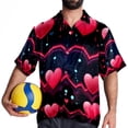 thumbnail image 4 of Valentine's Day Love ECG Men's Short Sleeve Button Down Hawaiian Beach Printed Casual Shirts, 4 of 6