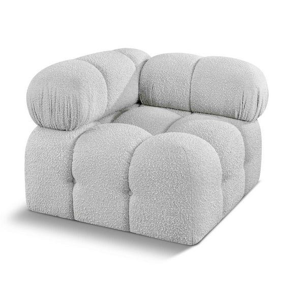 Meridian Furniture Ames Grey Boucle Fabric Corner