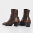 thumbnail image 4 of FSJ Women Comfortable Square Closed Toe Ankle Bootie Slant Low Chunky Block Heel Side Zipper Stretch Boots Date Street Shoes Size 16 Brown, 4 of 4