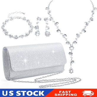 4 Pcs Bling Clutch Purse Rhinestone Jewelry Set Women Evening Bag Accessories Amazon.com: BBTO 4 Pcs Bling Clutch Purse Rhinestone Jewelry  main image 4