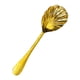 thumbnail image 3 of Cuchara grande para servir cubiertos forma de concha fácil de limpiar acero inoxidable martillado Oro, 3 of 9