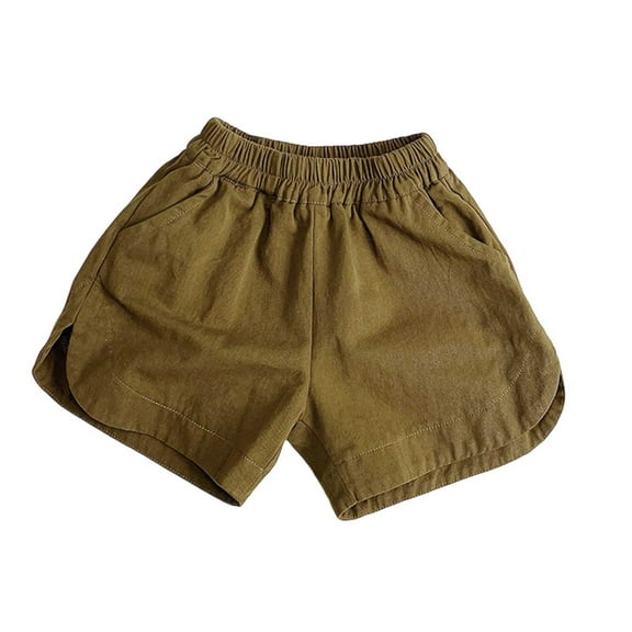 LIIPEE Girls Boys Casual Shorts Solid Color Elastic Waist Wide Leg Shorts With Pockets Baby Versatile Riding Shorts,Army Green,18-24 Months