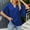 Blue, variant on Women's Casual Chiffon Blouse Tops 3/4 Ruffled Sleeve V Neck Loose Fit Blouses Shirts