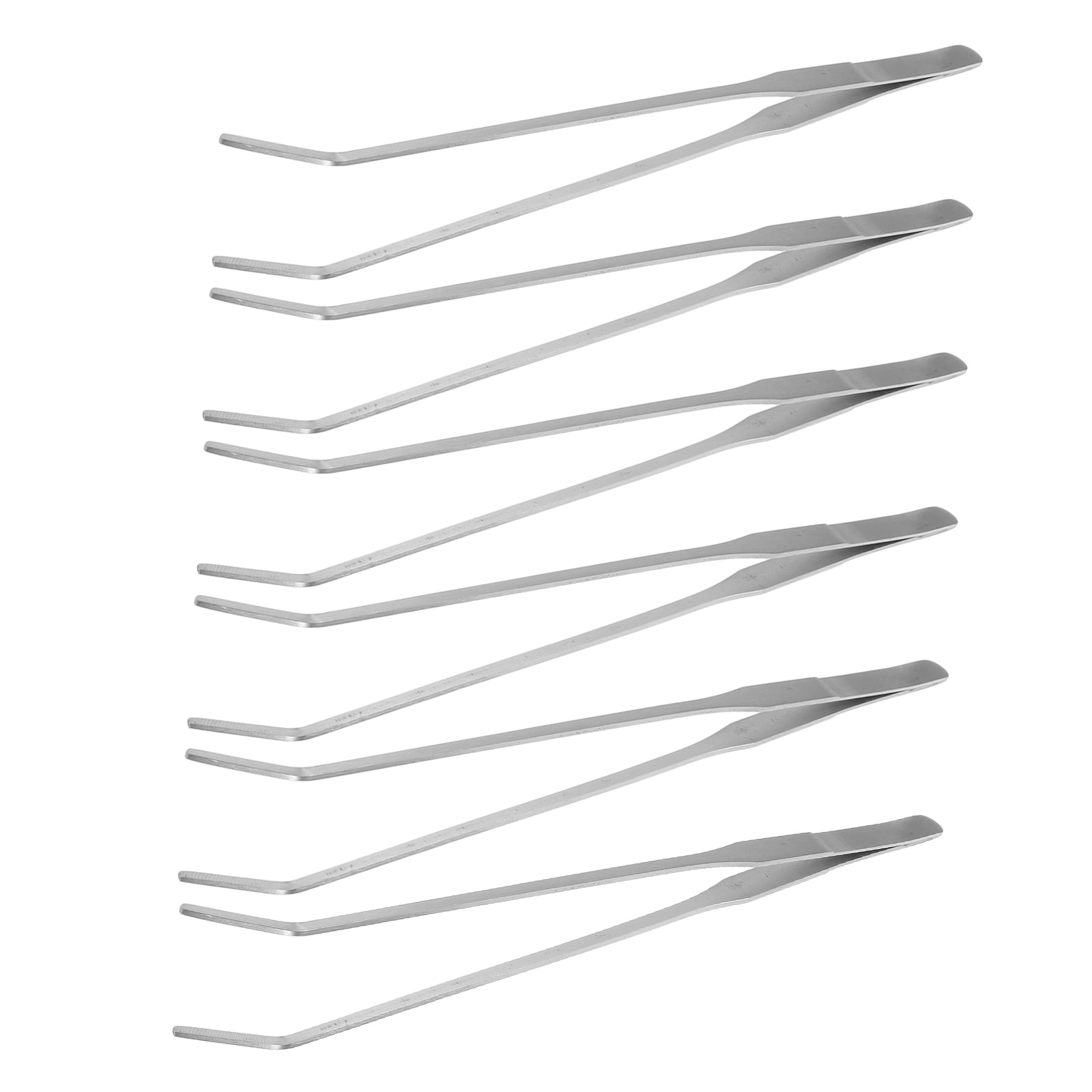 GETAJGHSD 6Pcs Stainless Steel Fish Tank Tweezers Curved Bent Tip for Precise Aquarium Planting and Reptile Feeding