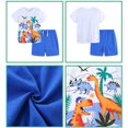 thumbnail image 4 of GYRATEDREAM Toddler Baby Boys Summer Cotton 2 Piece Sets Kids Cartoon Print Short Sleeve T-Shirt + Elastic Waist Shorts with Drawstring Outfits Children Clothes Suit for 2-7 Years, 4 of 6