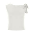thumbnail image 5 of Kaemgyyd Summer Tops for Women Trendy Bow Tie Shoulder Going out Tank Shirt Soft Solid Color Sleeveless Streetwear, 5 of 7