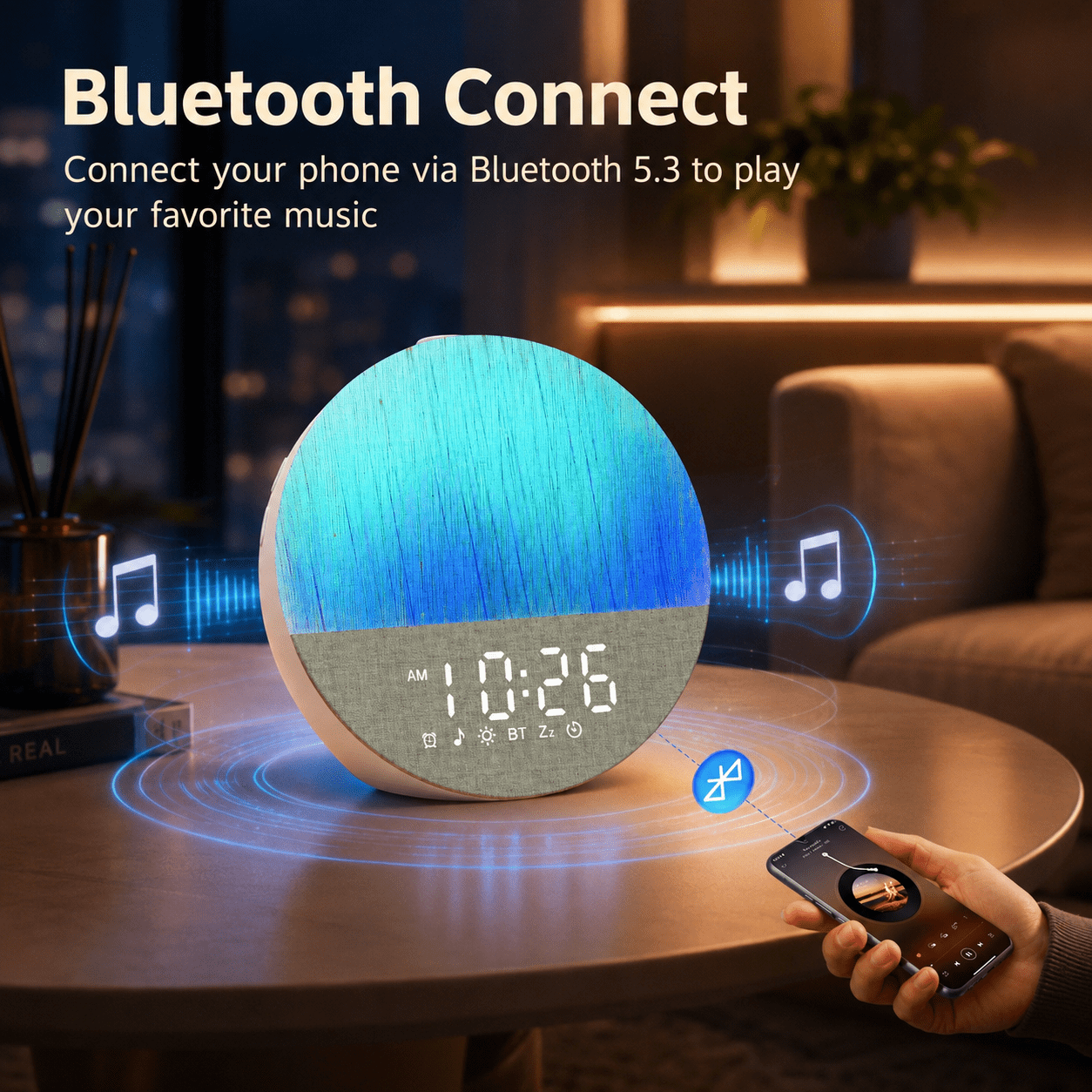 LEIKE Sunrise Alarm Clock White Noise Sound Machine for Bedroom | Natural Wake-Up Light with Soothing Sleep Aids, Bluetooth Speaker, Dimmable Clock, Screen-Free Design for Baby Adults Kids