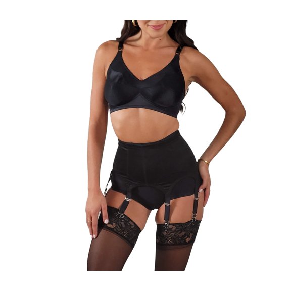 Rago 72522 High-Waist Garter Belt | Size XS - 6XL | Made in USA| Six Metal Garters | Moderate Shaping & Tummy Control