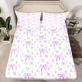 thumbnail image 2 of jejeloiu Kawaii Bow Flower Queen Sheet Sets,Girls Bow Knot Flat Sheet,Wpurple White Queen Fitted Sheet,Breathable Bedroom Decorative,4-Piece, 2 of 7