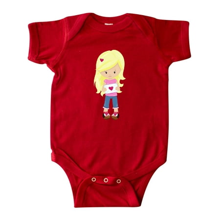 

Inktastic Valentine s Day Girl Blonde Hair Girl In Love Gift Baby Girl Bodysuit