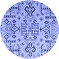 thumbnail image 1 of Ahgly Company Machine Washable Indoor Round Abstract Blue Modern Area Rugs, 3' Round, 1 of 4