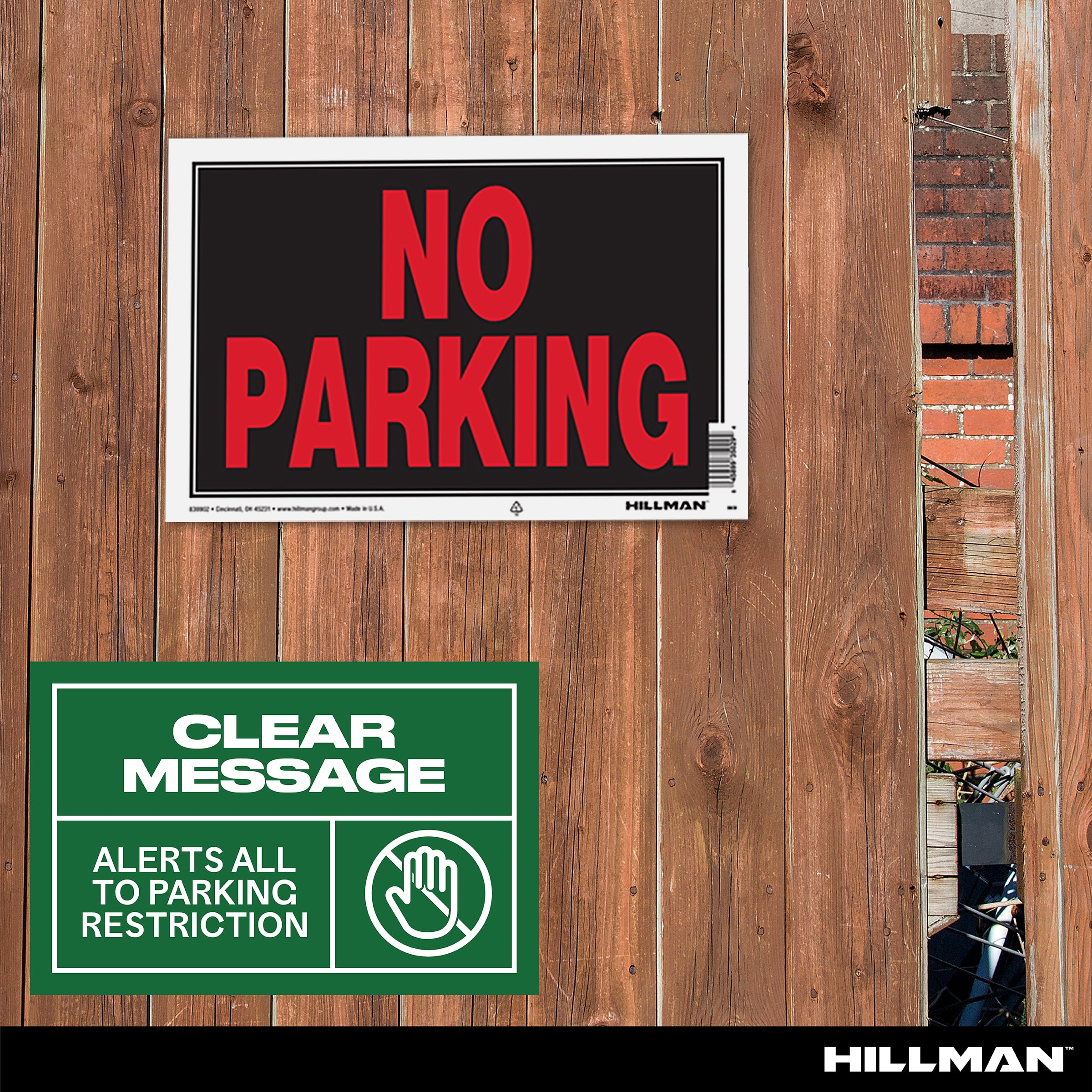 (2 pack) Hillman No Parking Sign, Plastic, 8" x 12", Red and Black, 1 Sign