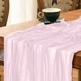 thumbnail image 3 of Hmgxay Bohemian Heatproof Cheesecloth Table Runner, Crinkle Gauze Boho Table Decor, Extra-Long 35.4"x70.8" Party Tablecloth for Weddings, Christmas & Indoor Kitchen Dining(Light Pink), 3 of 6