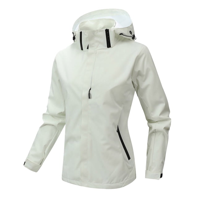 Bmisegm Ladies Solid Color Windproof Spring and Autumn Couples with Soft Jacket Windbreaker Womens Coats White L