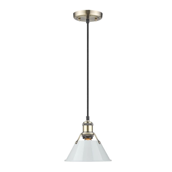 Orwell 1-Light Mini Pendant in Aged Brass with Dusky Blue