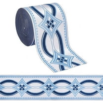 11 Yards Drapery Trim Jacquard Ribbon Blue Ethnic Style Jacquard Ribbon 3-1/2Inch(90mm) Wide Polyester Rhombus Curtain Trim Tape for Your Drapes Curtains Drapery Banding Trim Tape DIY