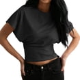 thumbnail image 3 of NinXxx Women's Lightweight Crewneck Relaxed Soft Blend Everyday Tee Black L, 3 of 6