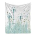 thumbnail image 1 of Spring Soft Flannel Fleece Blanket, Silhouette Dandelion Floral Foliage Seasonal Blooms Botany Eco Illustration, Cozy Plush for Indoor and Outdoor Use, 50" x 60", Khaki Almond Green, by Ambesonne, 1 of 6