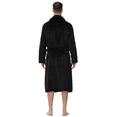 thumbnail image 2 of Enwphrey Men's Robe - Long Fleece Bathrobe with Belt, Soft Plush Fluffy, Warm & Cozy Robes for Men (Black,S-M), 2 of 6