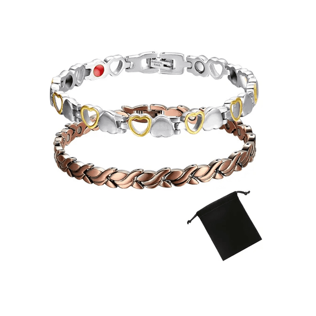 2pulsera De Cobre Puro Mujer Terapia Magnético Para Artritis Xtellar blanco