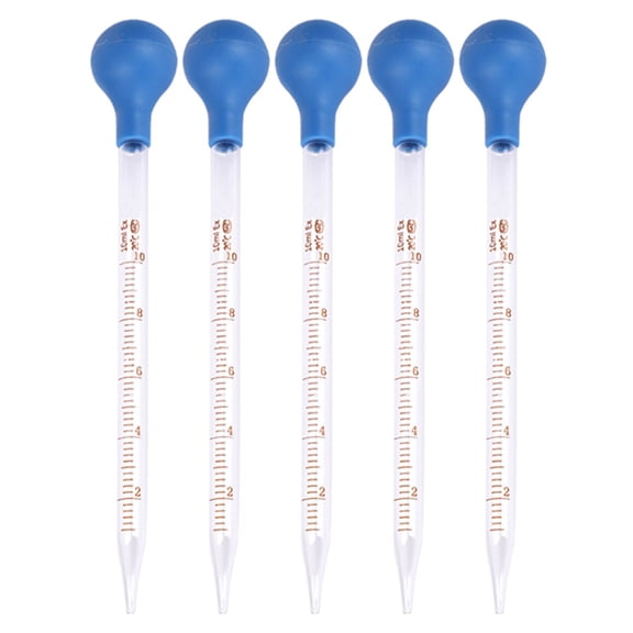 5 Pcs Liquid Pipettes Glass Liquid Dropper 0.5ml, 1ml, 2ml, 3ml, 5ml, 10ml Glass Scale Graduated Dropper for Laboratory