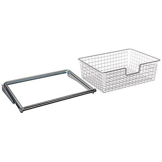 Rubbermaid Configurations Sliding Basket for Closet Drawer Organization, Sturdy Slide Out Basket, Titanium