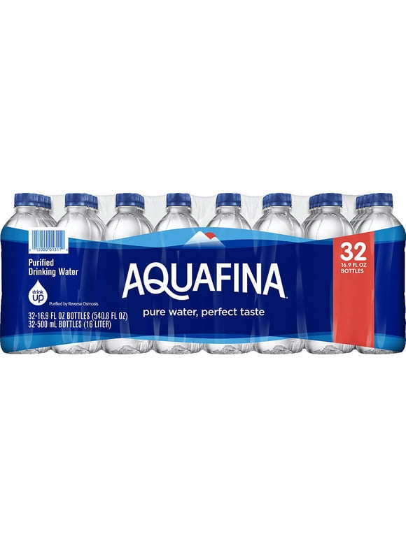 Aquafina Purified Drinking Water, 16.9 fl oz, 32 Pack Plastic Bottles