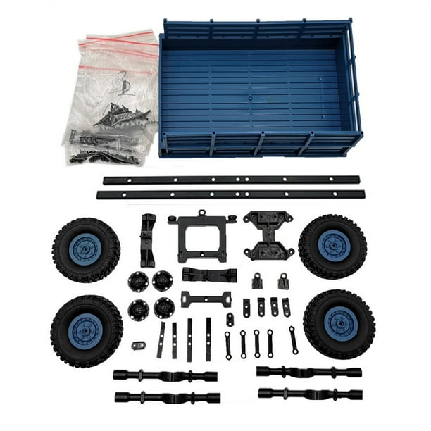 Remolque de plástico RC Piezas de bricolaje Portátiles desmontable actualizando piezas decorativas de marco de neumáticos de automóvil Reemplazo para WPL B14 B14K BLUE AweSitey FN000891-03