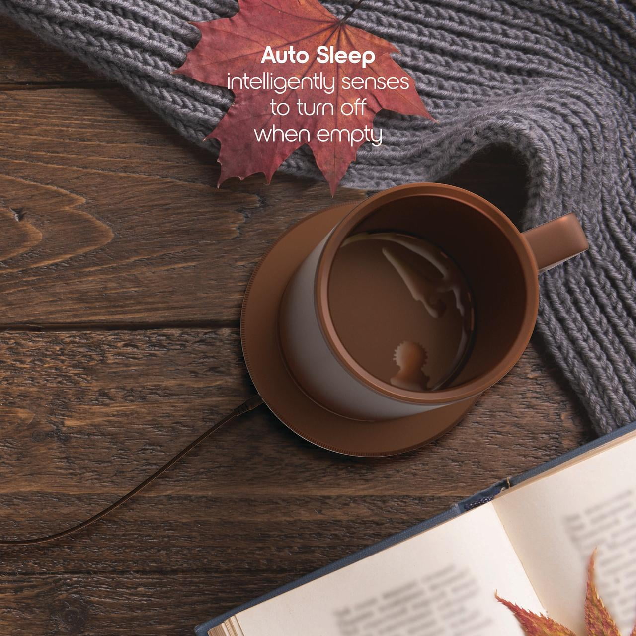 ionMug & Charging Coaster, 12oz. Stainless Steel Self Heating Coffee Mug with Lid, 3.5" x 3.5" x 5"