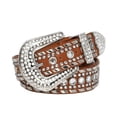 thumbnail image 3 of Women Bling Leather Belts For Jeans Pants With Fashion Silver Buckle Men's Belt Gear Men Mens Click Belt Chain Link Belt for Men Adaptive Belts for Men Dress Belt Men Leather Mens Belts Leather No, 3 of 3