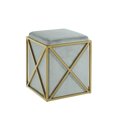 Chic Home Zeleeka Ottoman Brass Finished Stainless Steel X Frame Velvet
