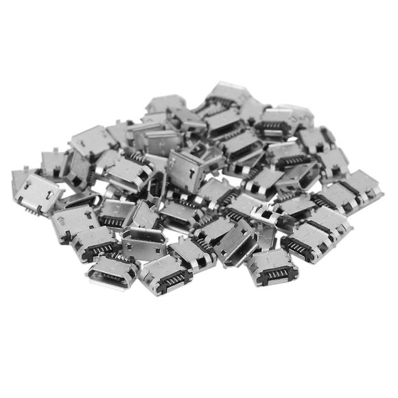 60Pcs Micro USB Type B Female 5 Pin SMT Placement SMD DIP Socket Connector