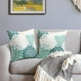 thumbnail image 3 of Teal White Pillow Covers 16x16 Inch Set of 2 Dahlia Floral Decorative Throw Pillows For Couch Geometry Flowers Modern Pillow Cases Farmhouse Decor For Sofa Couch Porch Patio Living Room Outdoor, 3 of 6