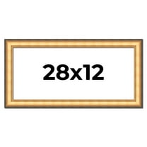 28x12 Frame Gold Plein Aire Solid Wood Picture Frame Width 2 Inches | Interior Frame Depth 0.5