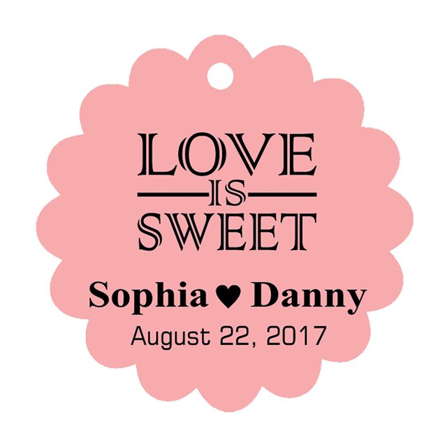 100 PCS Love is Sweet Custom Made Scallop Edge Rong Hang Tags Personalized Wedding Party Favor Gift Tags