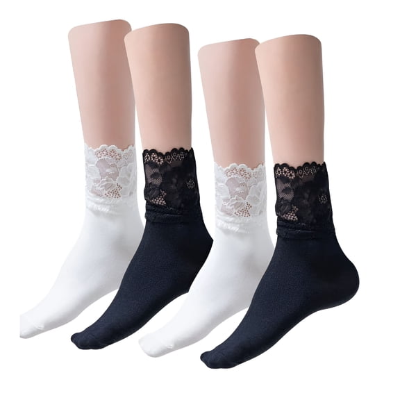 TELOLY Women Lace Ankle Socks Ruffle Frilly Cotton Socks Trim Lace,Anklet Socks Dress Socks Women Or Girls