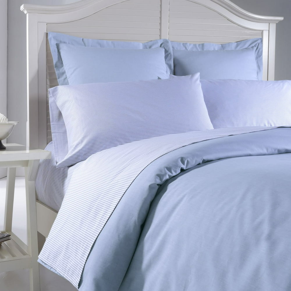 Chambray Yarn Dyed Duvet Cover Set Blue / King