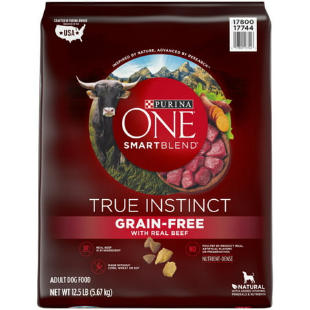 Purina ONE Grain Free Natural Dry Dog Food, SmartBlend True Instinct With Real Beef, 12.5 lb. Bag