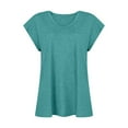 thumbnail image 4 of Femmes Tops Mode Femmes Solide Couleur Cap Manches V Cou Décontracté en Vrac Manches Courtes T-Shirt Top Armée Vert, 4 of 5