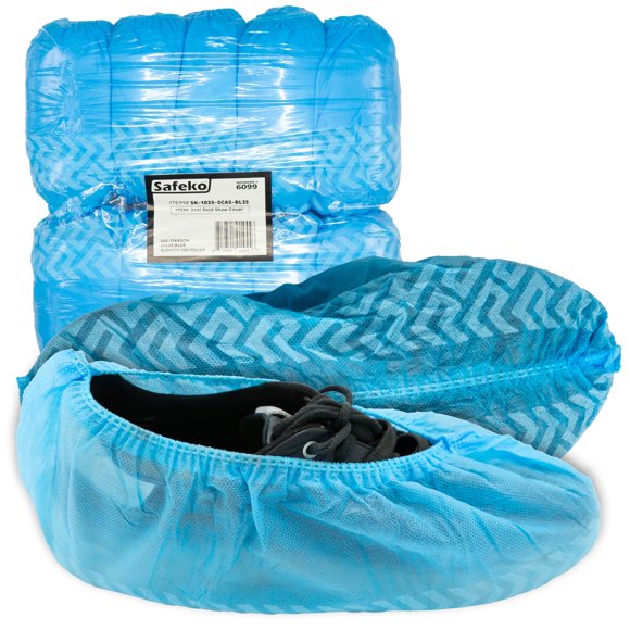 Cubrezapatos desechables SAFEKO, paquete de 100, antideslizantes, azules
